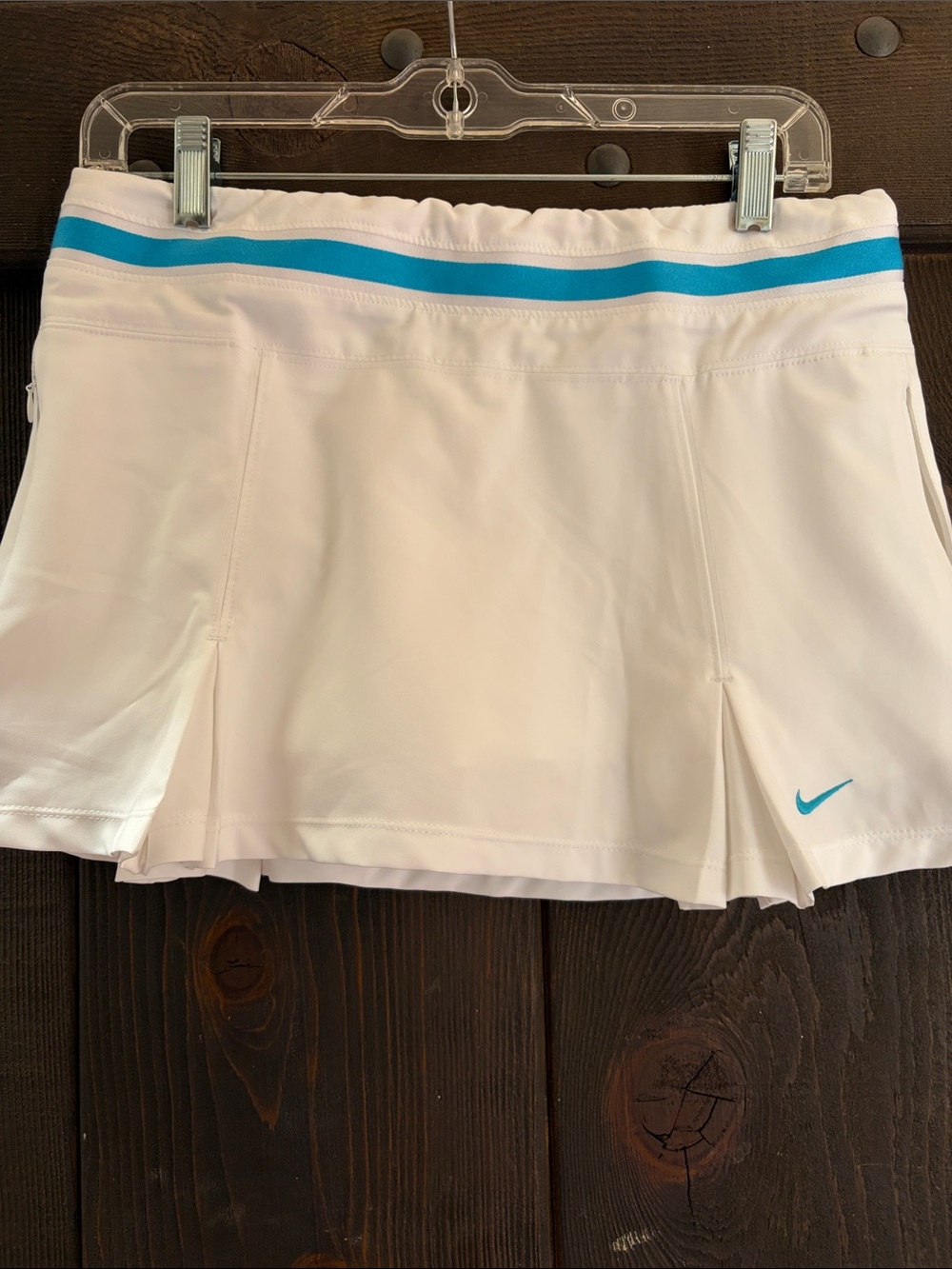 Nike White Tennis Skirt with Teal Stripe